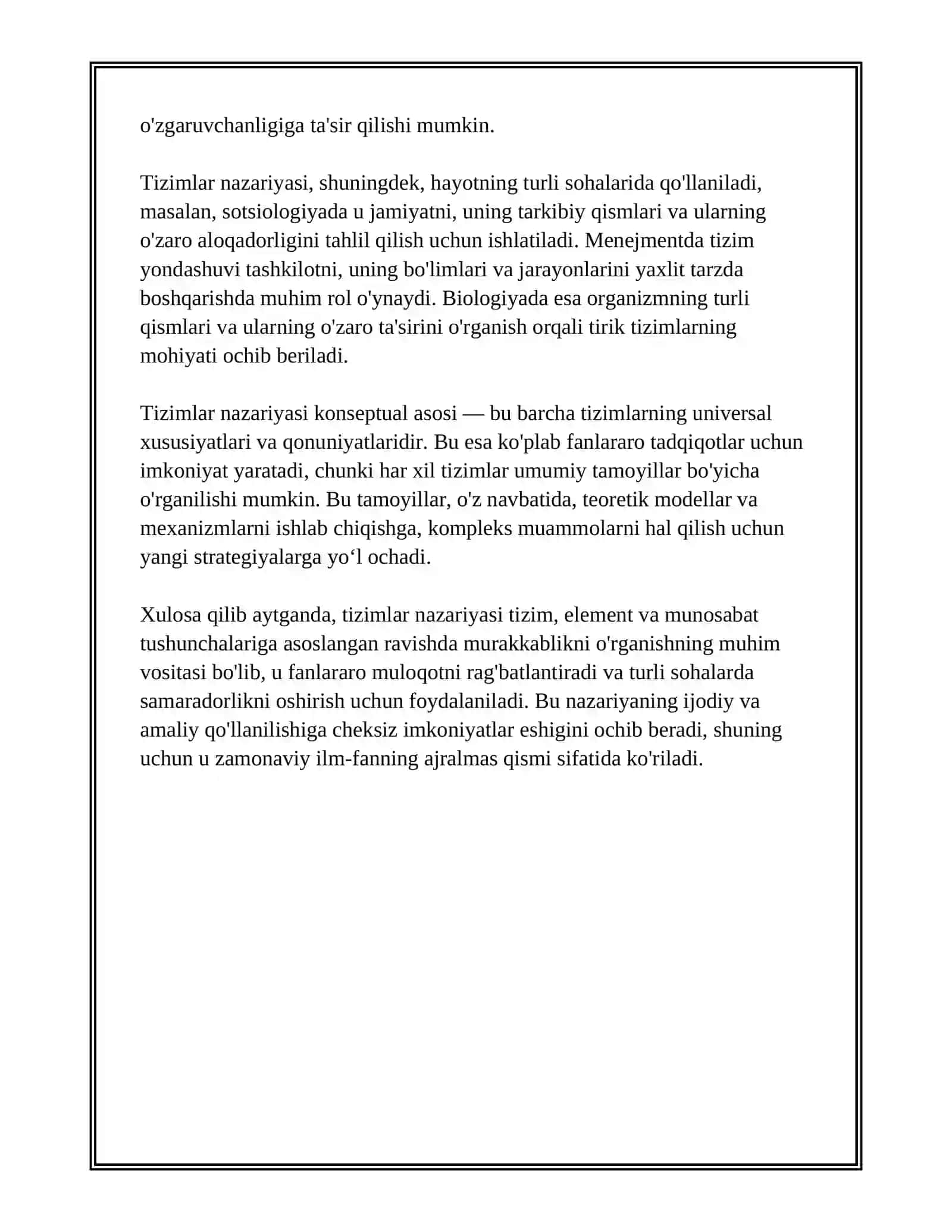 Tizimlar nazariyasining asosiy tushunchalari 4