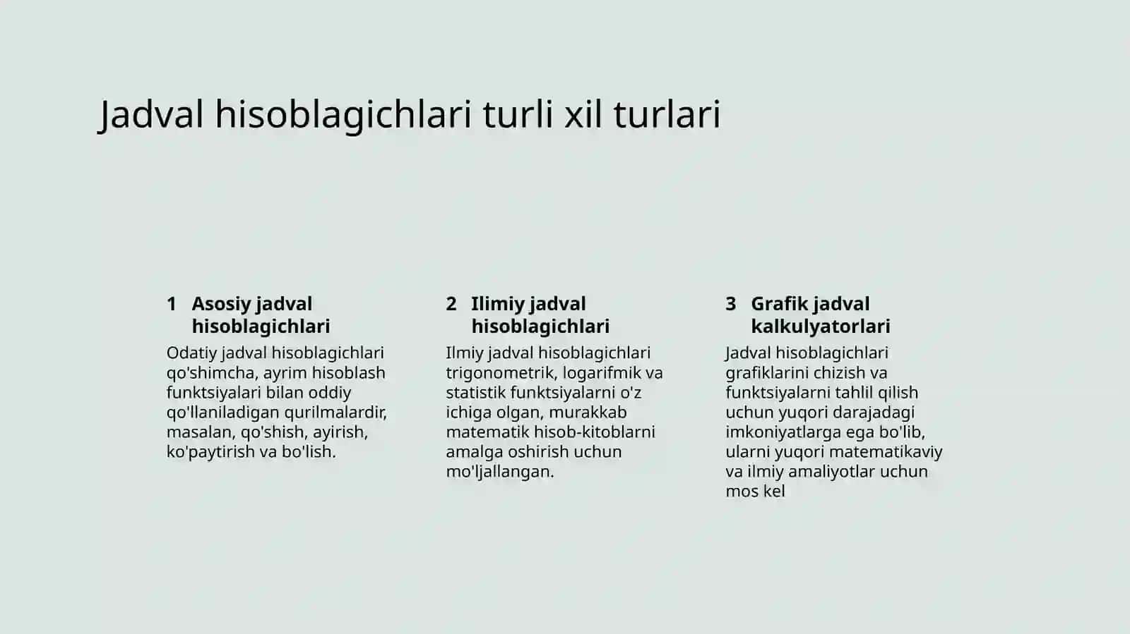 Jadval hisoblagichlari 4
