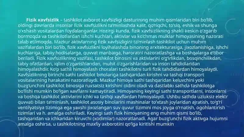 Fizik xavfsizlik choralari bilan fizik tahdidlardan himoya qilish 4