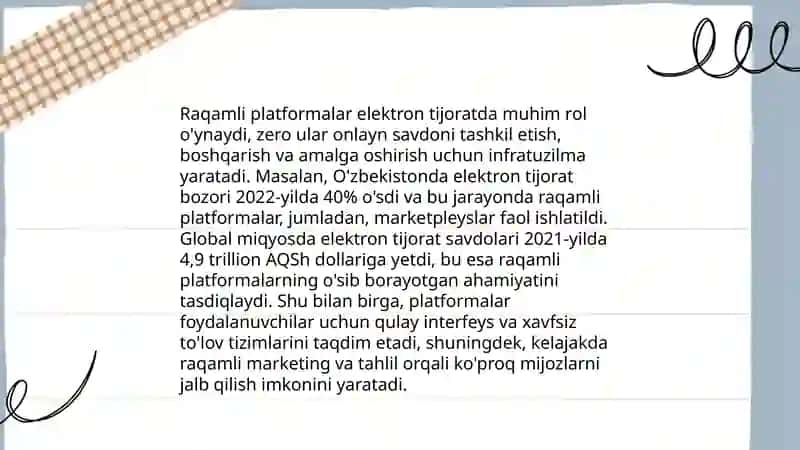 Elektron tijoratda raqamli platformalarning o'rni va ahamiyati 4