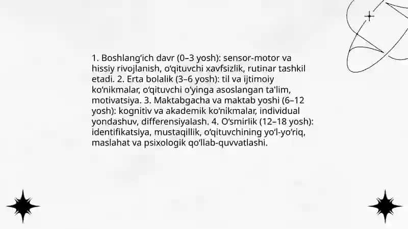 Yosh pedagogik psixologiyaning o'qituvchi faoliyatida tutgan o‘rni ma'ruza taqdimoti 4