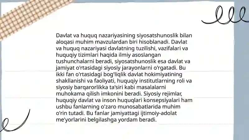 Davlat huquq nazariyasining ijtimoiy fanlar bilan aloqasi 4