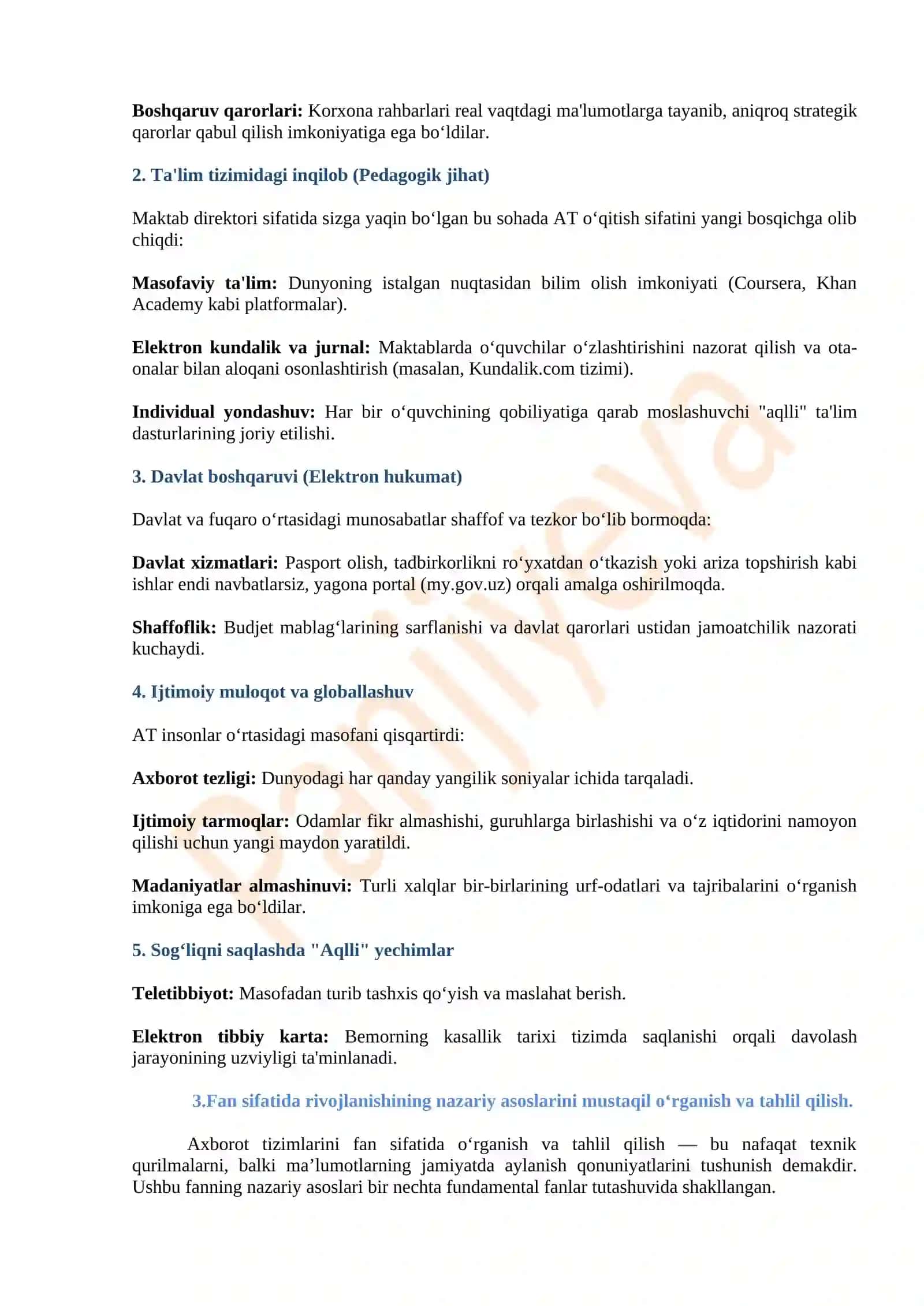 Axborot tizimlari va texnologiyalarining rivojlanish tarixi va ilmiy asoslari. 4