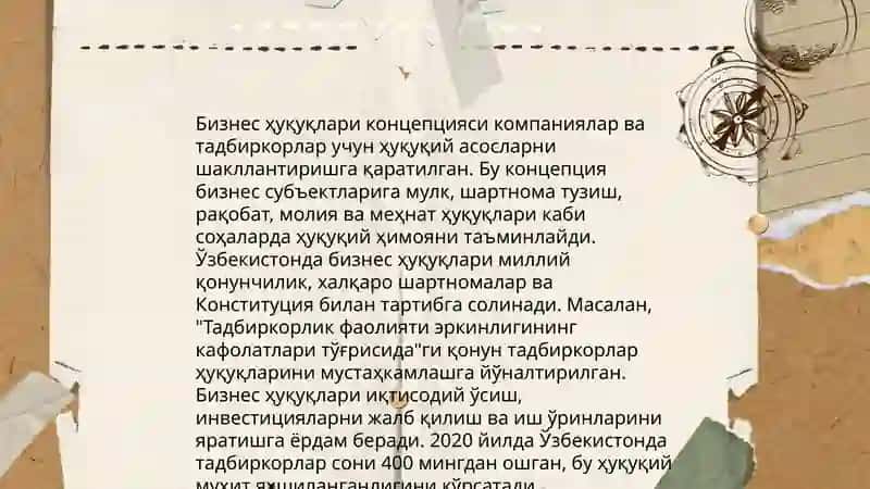 Бизнесга бўлган ҳуқуқлар ва унинг ҳаёт цикли 4