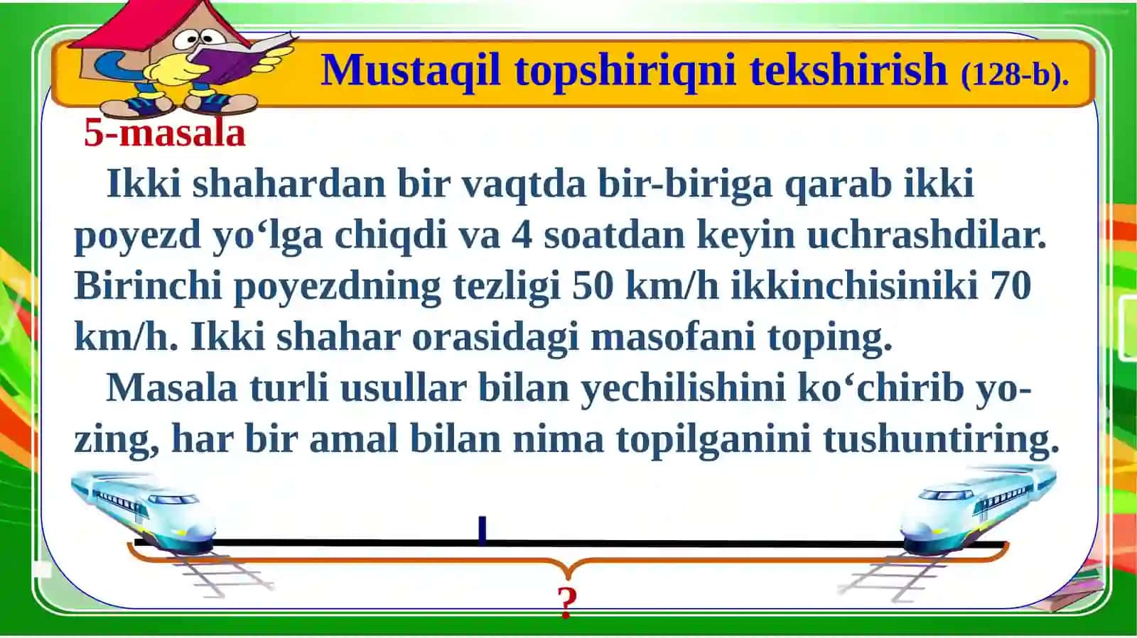 Tezlikni topishda orqali masalalar ni mustahkamlash 4