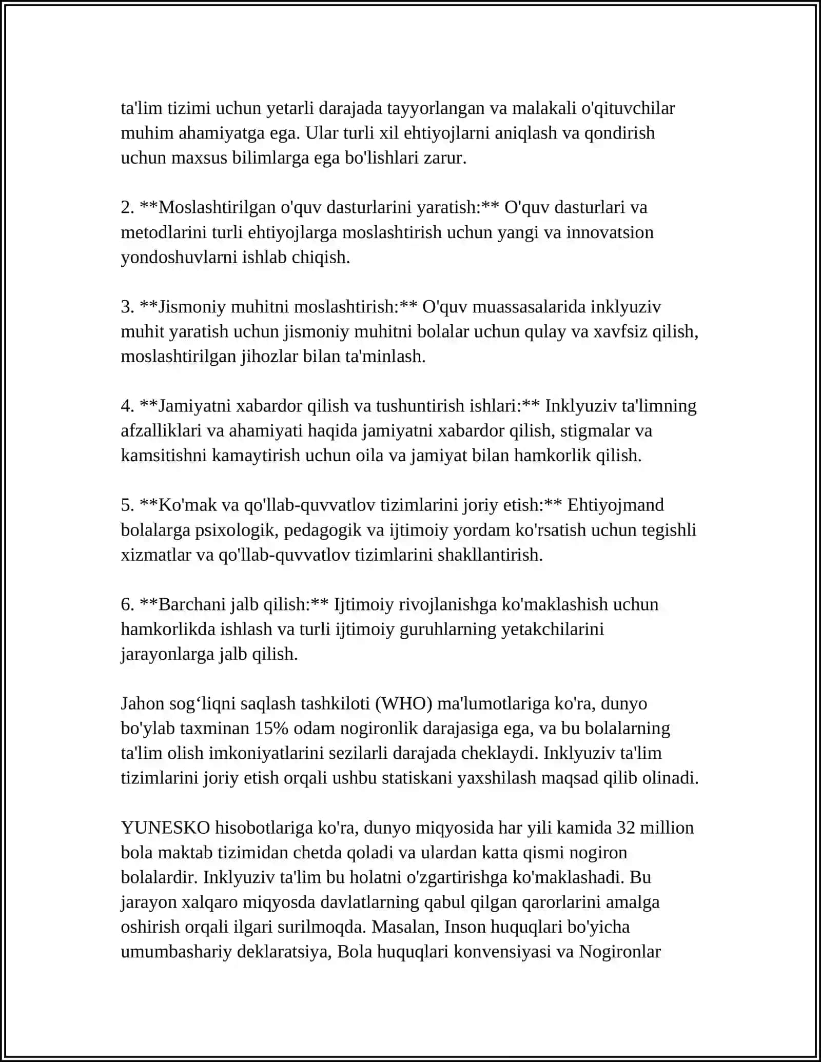 O'ZBEKISTON RESPUBLIKASIDA INKLYUZIV TA'LIMNI QO'LLAB QUVVATLASHNING TASHKILIY VA ME'MORIY ASOSLARI 4