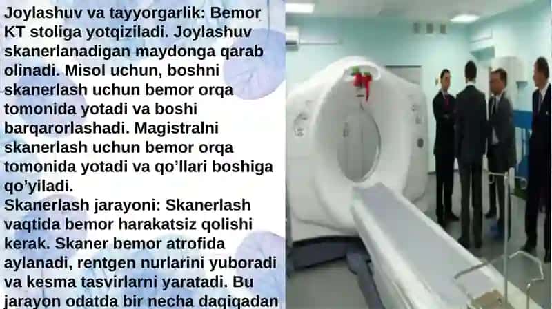 Kompyuter tomografiyasiva va uni ishlashining fizik asoslari.Magnit-rezonans tomografiyasining fizik asoslari.Pozitron-emission tomografiya 4