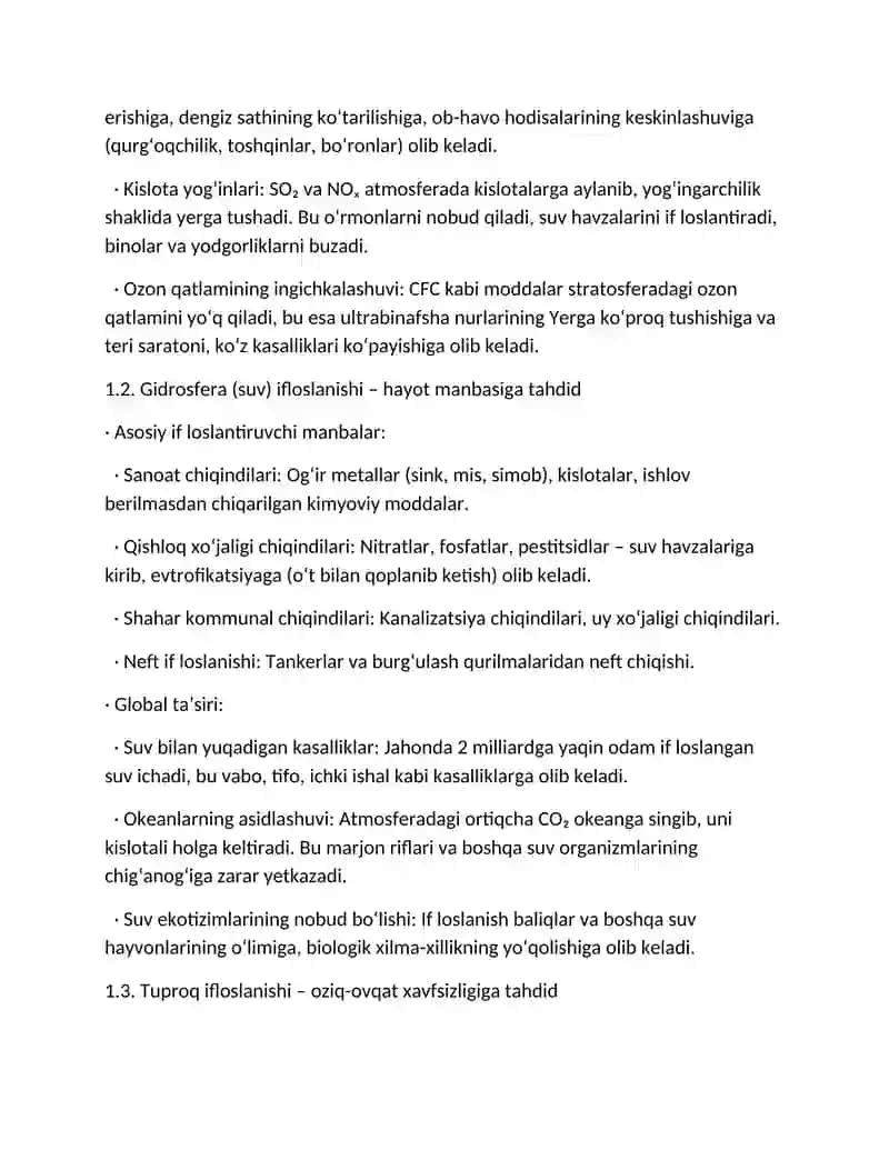 ATROF-MUHIT IFLOSLANISHINING ASOSIY TURLARI VA ULRNING GLOBAL KOʻLAMI 4