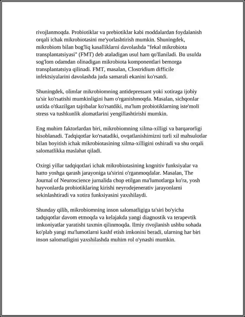 Mikrobiom va inson salomatligi: diagnostika va terapiya 4