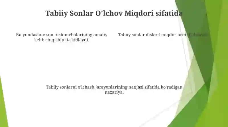 Tabiiy sonni miqdorlarni òlchash natijasi sifatida qaralish nazariyasi 4