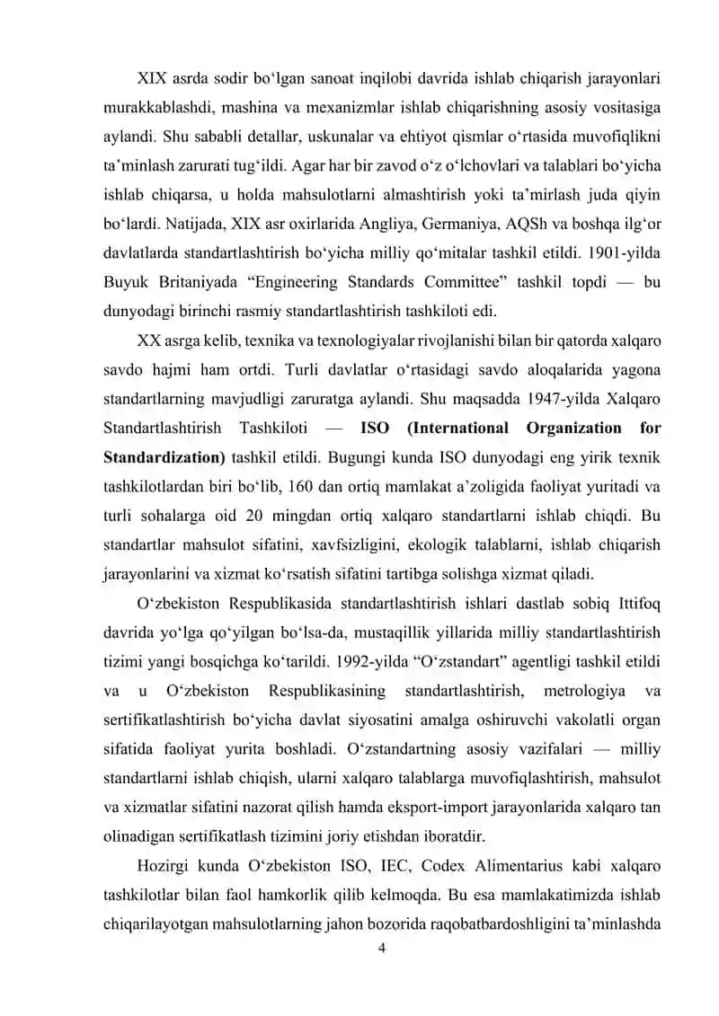 Standartlashtirishning rivojlanish tarixi 4