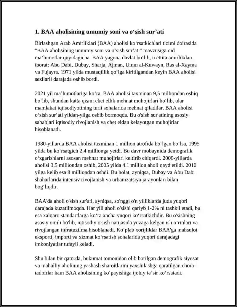 BIRLASHGAN ARAB AMIRLIKLARI (BAA) - MAMLAKATI AHOLISI KO'RSATLICHLARI TIZIMI 4