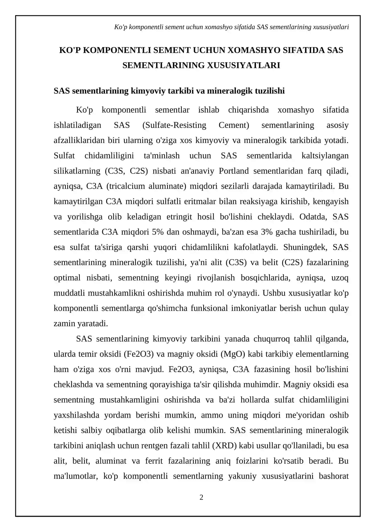 Sas sementlar asosida kop kompanentli sement ishlab chiqarish 4