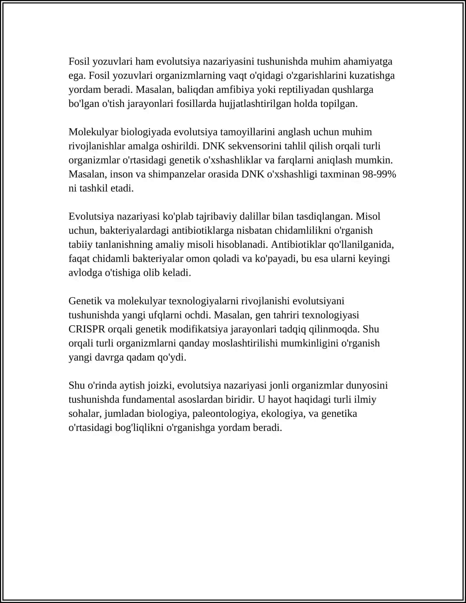 YER YUZASIDA BIOLOGIK XILMA-XILLIKNI SHAKLLANISHIDA EVOLUTSION YONDASHUV 4