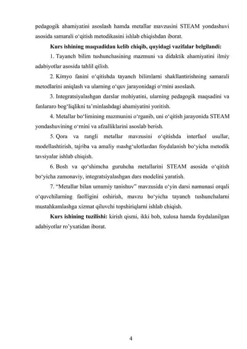 Tayanch bilim, o‘quv malakalarini qo‘llash va rivojlantirish darslari 4