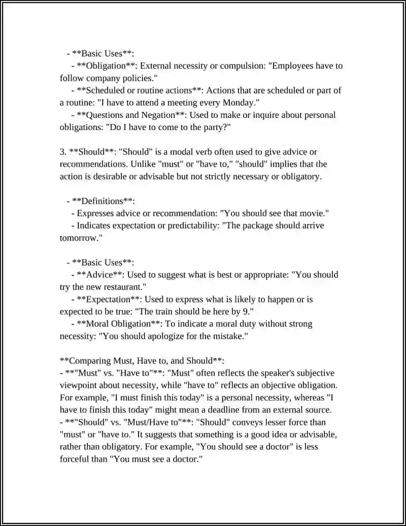 MODAL VERBS: HAVE TO, MUST, SHOULD 4