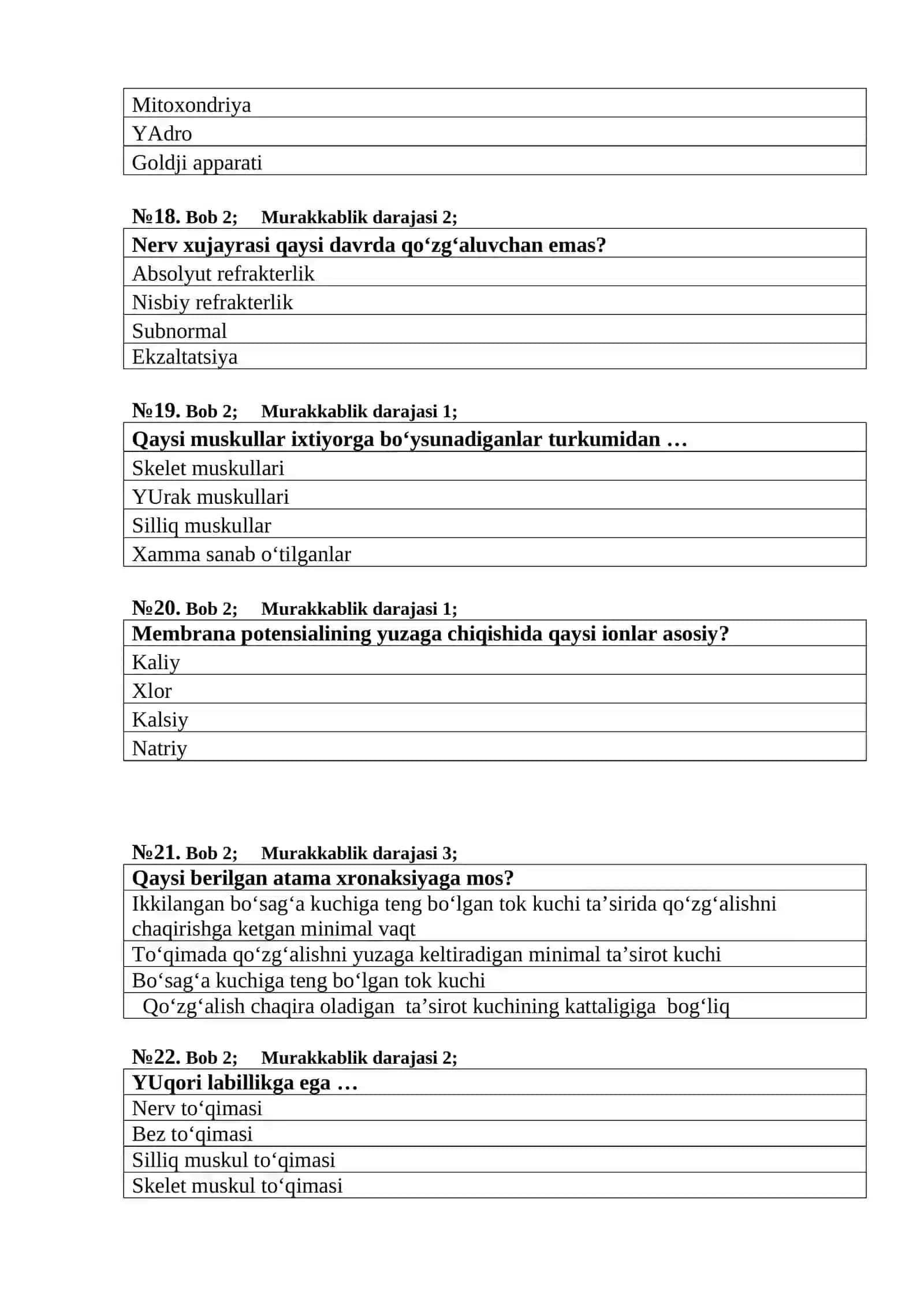 Fiziologiyadan test 4