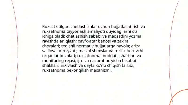 Ruxsat etilgan chetlashishlarbo`yicha amaliy ish olib borish 4
