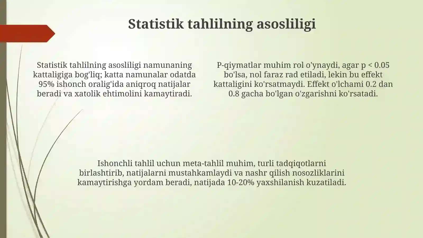 Statistik  tadqiqot natijalarini ishonchlilik darajasini baholash 4