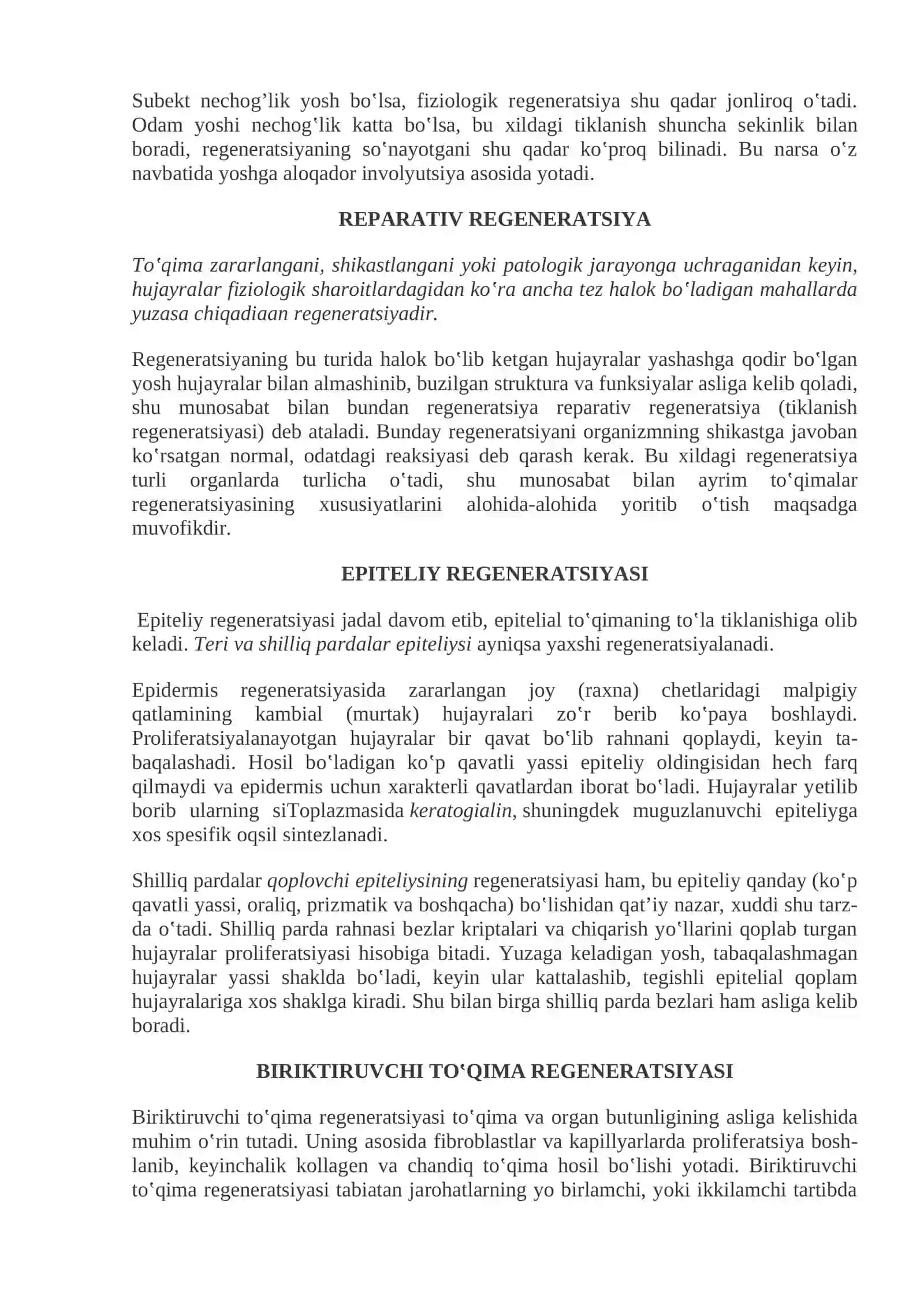 Mavzu 3:To‘qimalar yangilanishi va reparatsiya: regeneratsiya, tuzalish va fibroz 4