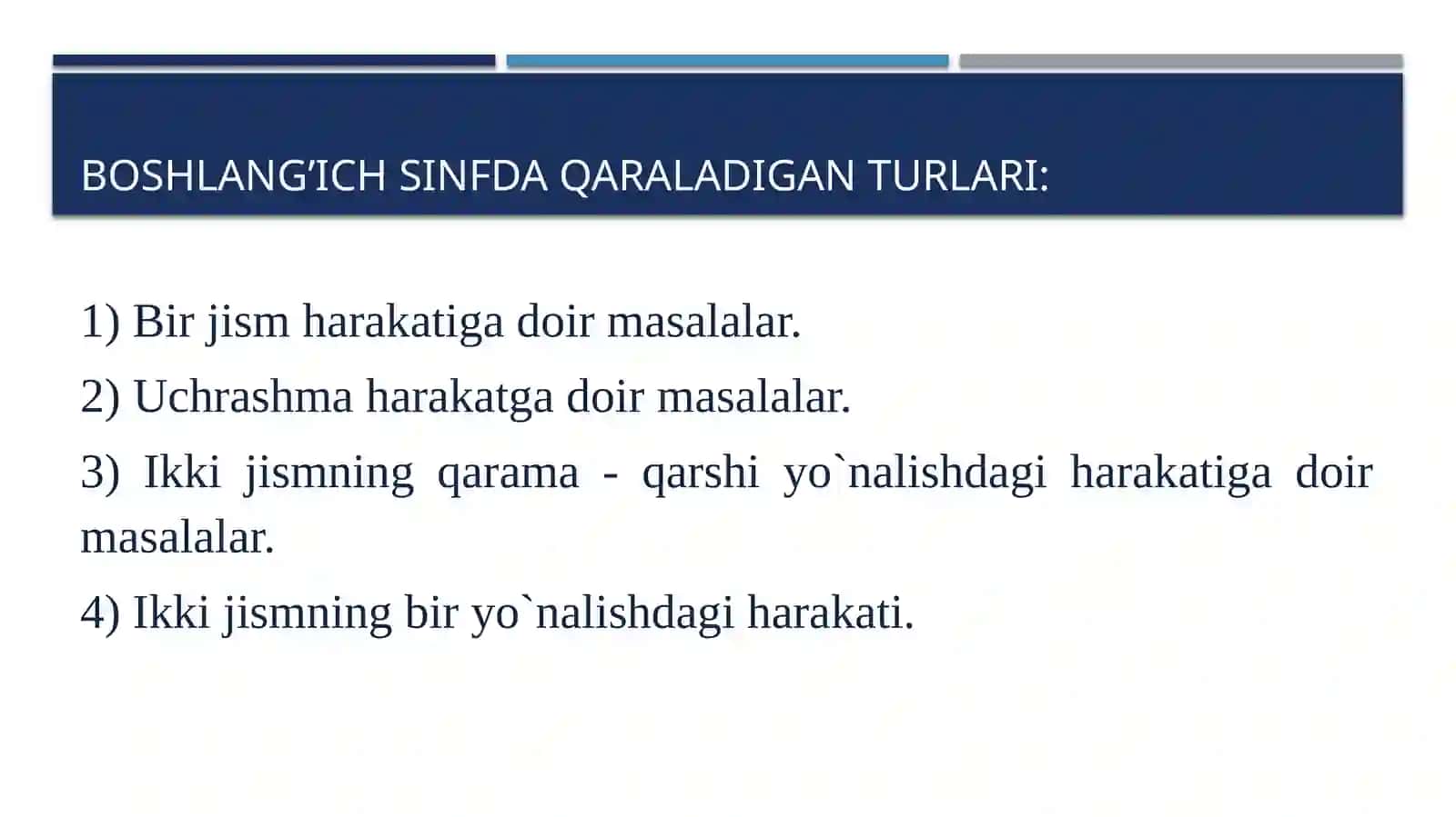 Harakatga doir masalalar yechish metodikasi 4
