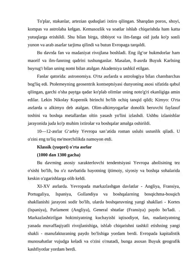 YEVROPANING O`RTA ASRLAR DAVRI TARIXIY GEOGRAFIYASI 4