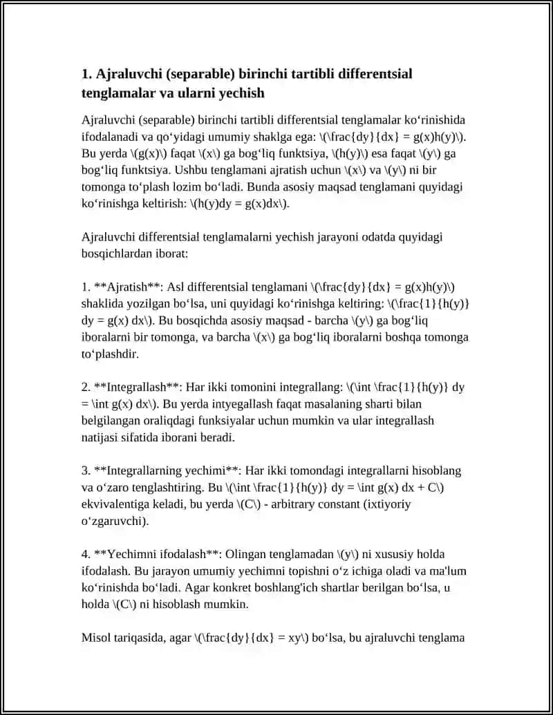 DIFFERENTSIAL TENGLAMA 4
