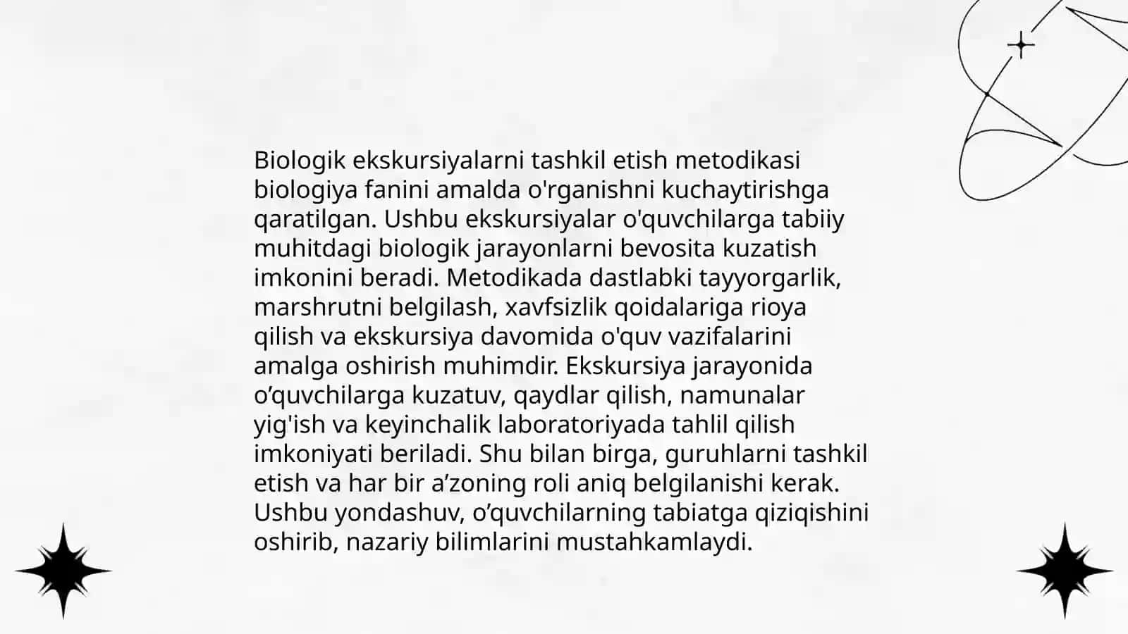 Biologik ekskursiyalarni taʼlim-tarbiyada tutgan oʻrni(Ekskursiya tashkil etish metodikasi) 4