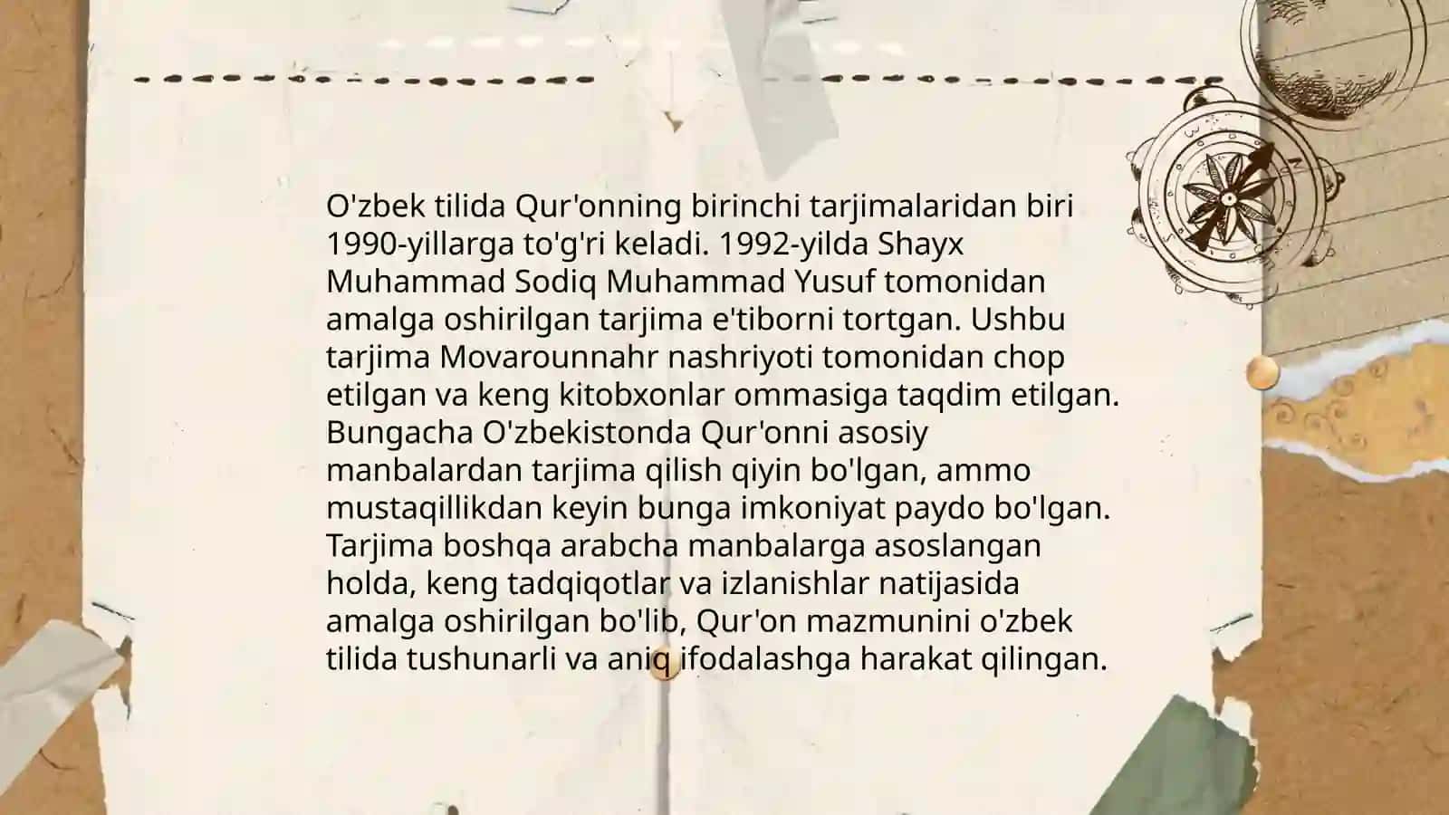 Qur'onning o'zbek tiliga tarjima qilinishi va tafsirlar 4