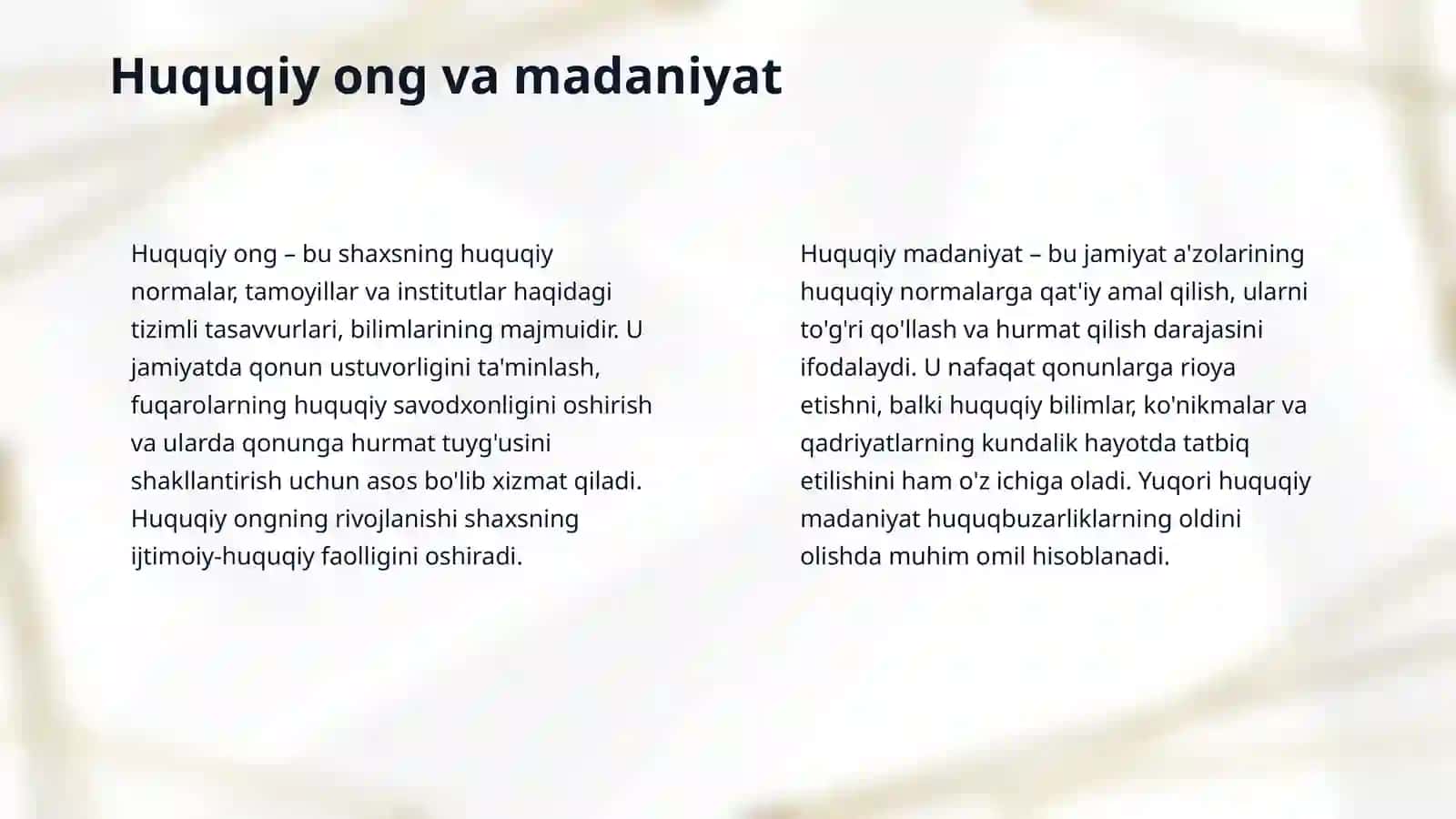 Profilaktika inspektorining mahalla huquq-tartibot maskanida fuqarolarning huquqiy ongi va huquqiy madaniyatini yuksaltirishda mahalla yettiligi bilan hamkorligini takomillashtirish 4