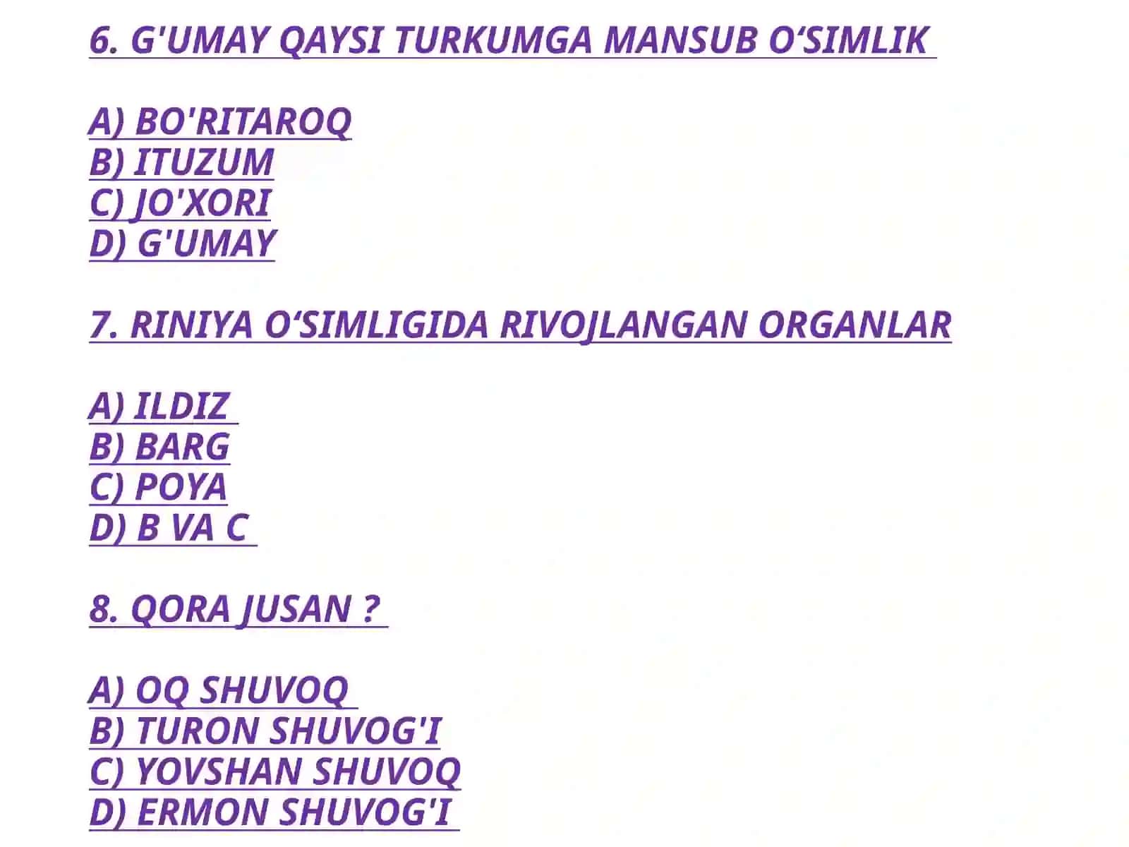ODDIY NAMATAKGA XOS TOʻGʻRI XUSUSIYATLAR BERILGAN JAVOBNI TOPING 4