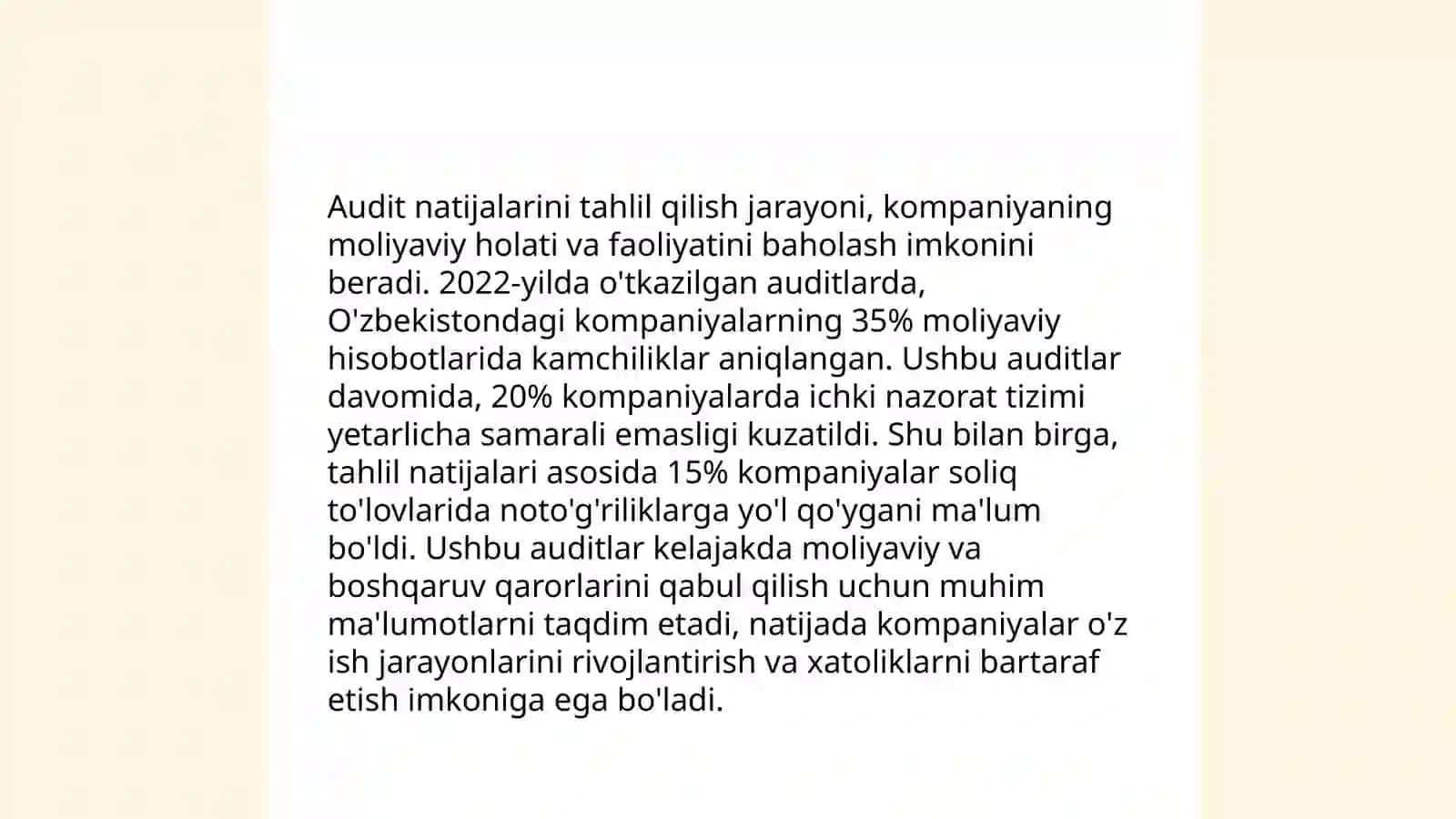 Audit tekshiruvi yakunlovchi bosqichi va hisoboti 4