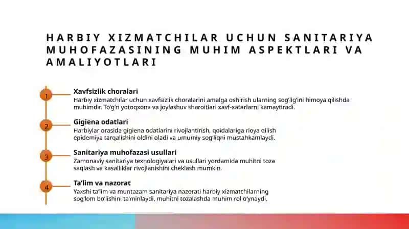 Kazarma va dala sharoitida harbiy xizmatchilarni joylashtrshning sanitar nazorati 4