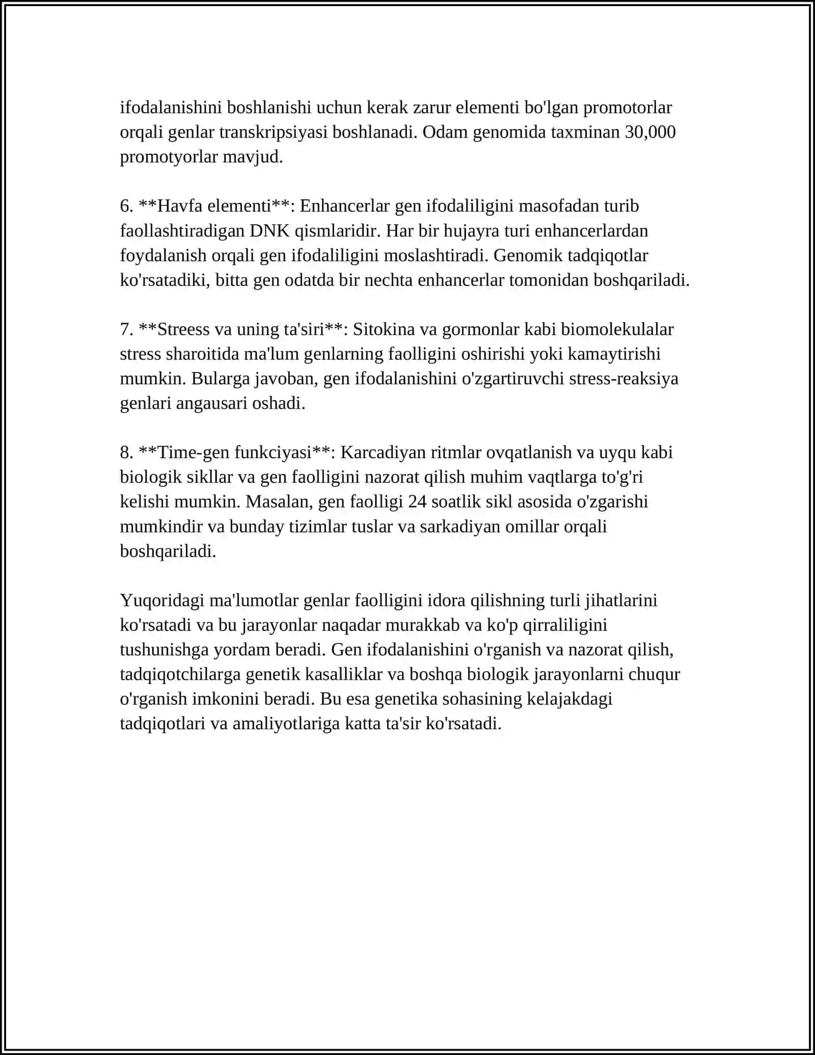 GENLAR FAOLLIGINI IDORA QILINISHI. OPERON. OʻZGARUVCHANLIK 4