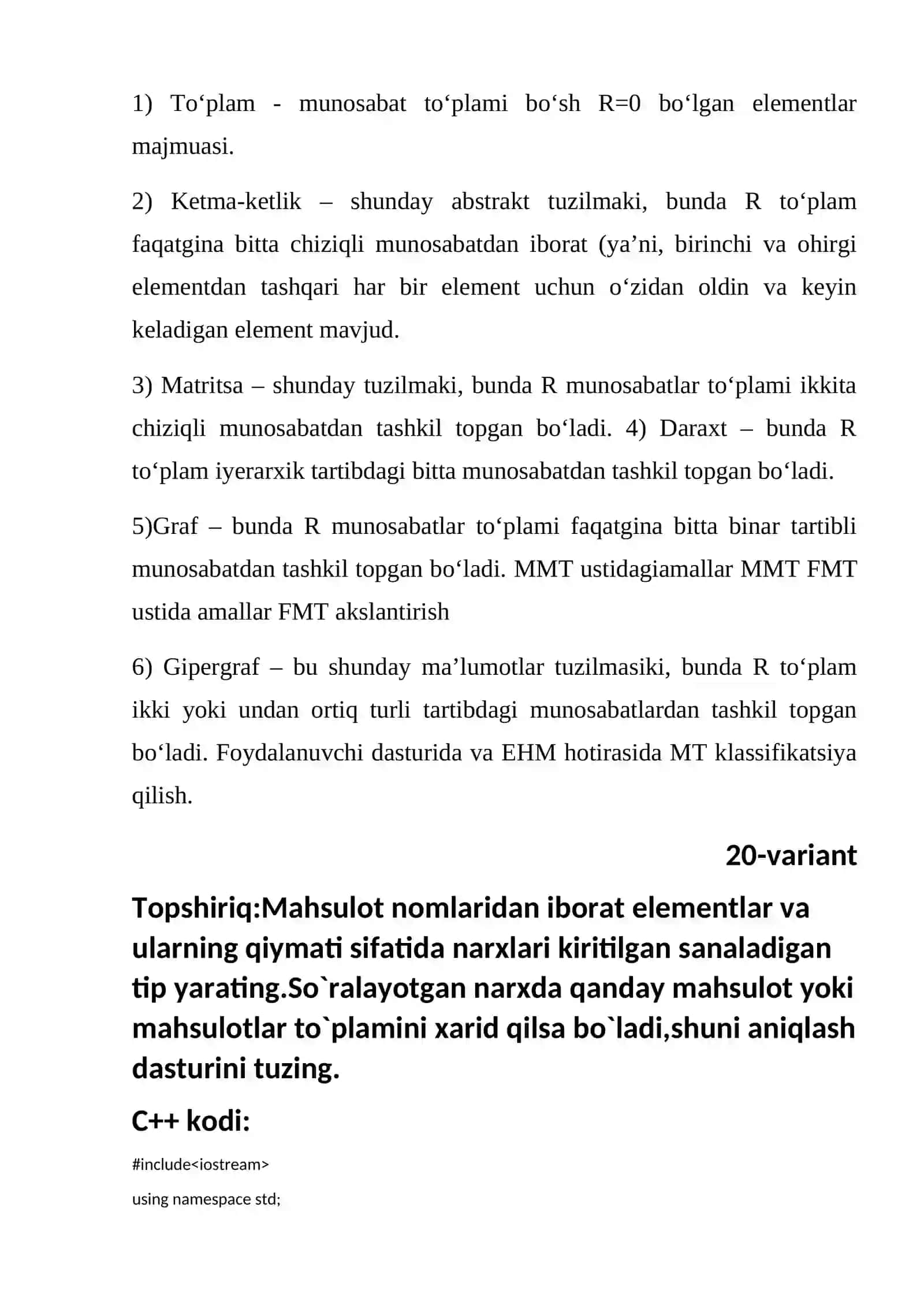 Ma’lumotlarni oddiy sozlangan turlari 4