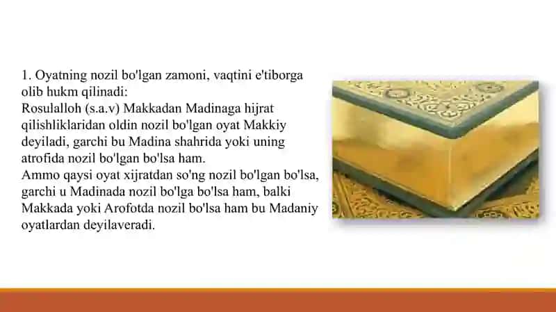 Sura va oyatlarni makkiy yoki madaniyga ajratishda ulamolarning yondashuvi makon, zamon va xitob 4