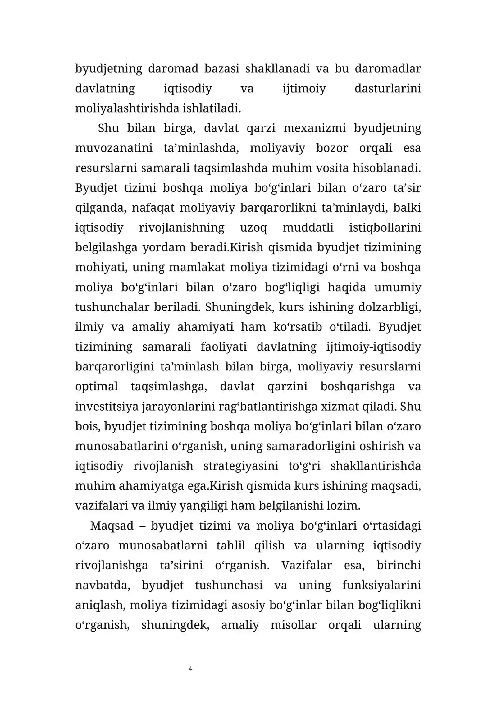 Byudjet tizimining mamlakat moliya tiziminig boshqa bo'g'inlari bilan o'zoro munosabatlari 4