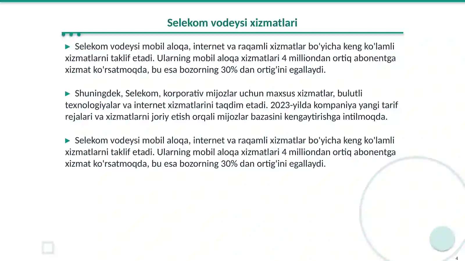 Selekom vodeysi 4