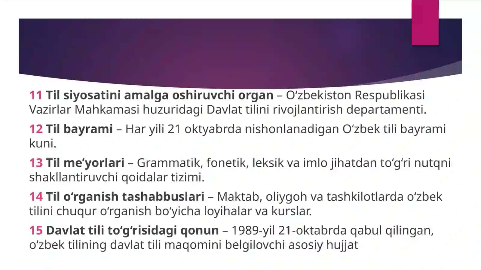 Oʻzbek tili sohada qoʻllanish fanidan tayyorlagan TAQDIMOT 4