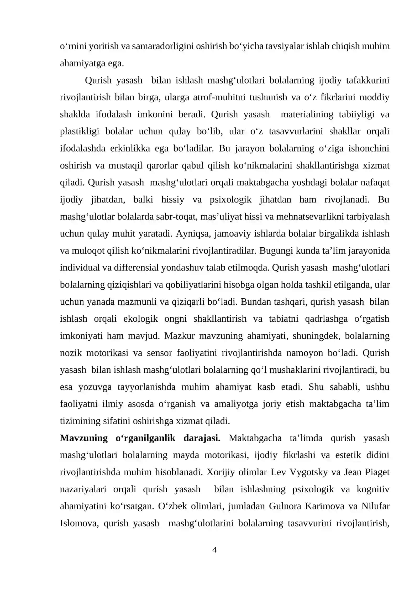 BOLA SHAXSINI SHAKLLANISHIDA QURISH-YASASHNING AHAMIYATI 4