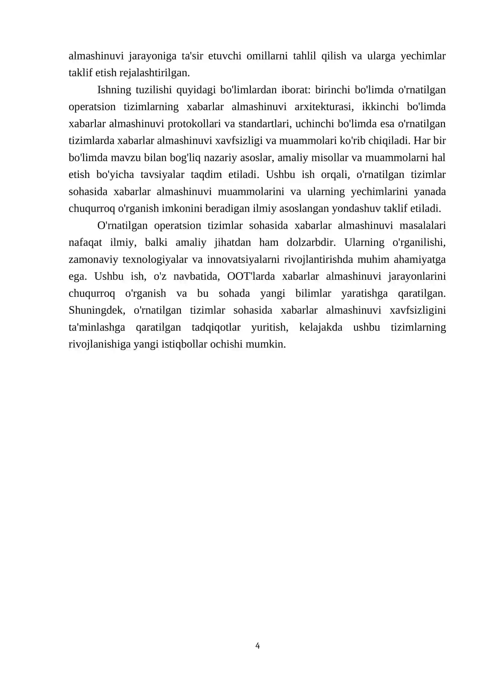 Òrnatilgan Operatsion tizimlarda xabarlar almashinuvi 4