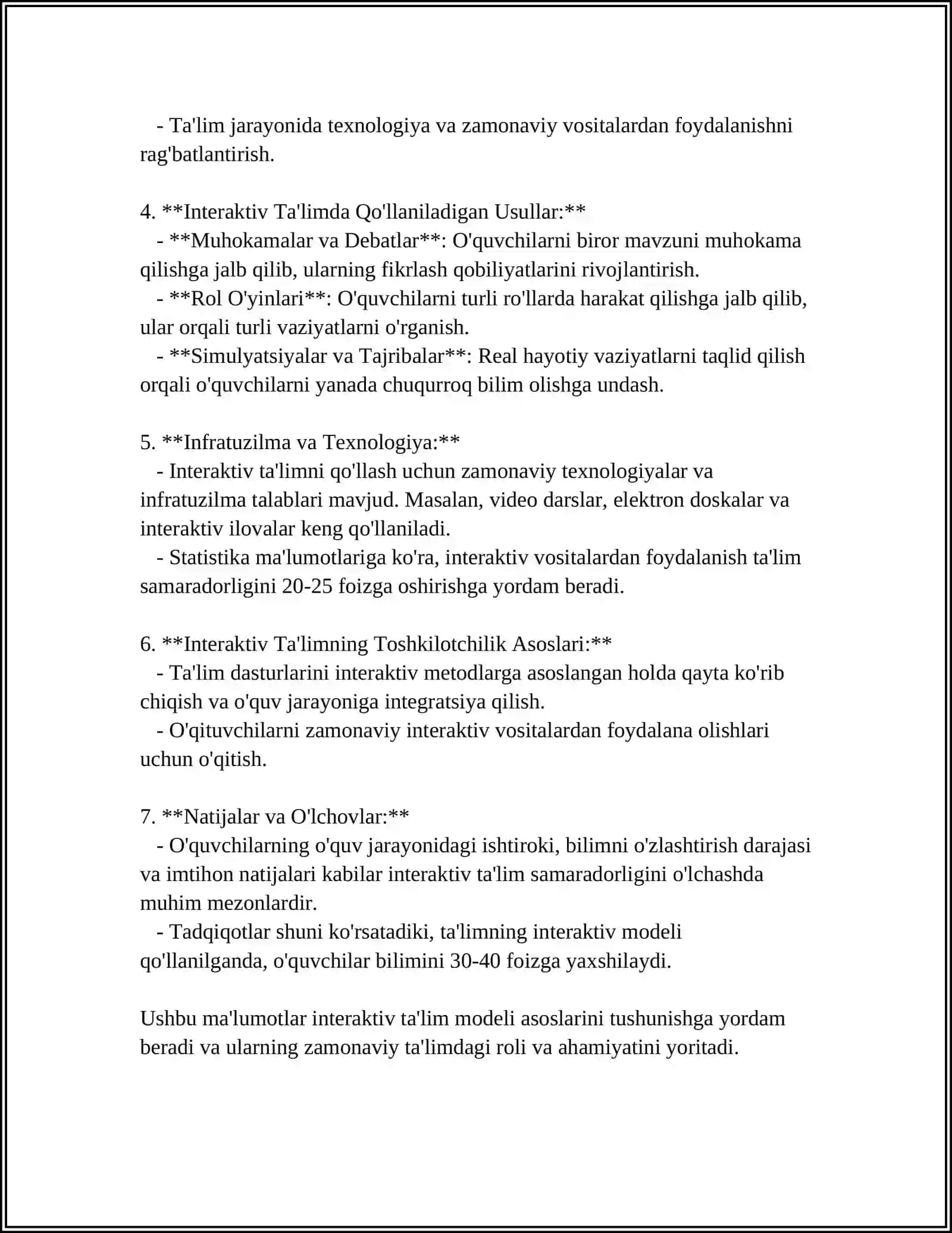 INTERAKTIV TA'LIM MODELI VA UNING XORIJIY TILNI O'RGATISHDAGI AFZALLIKLARI 4