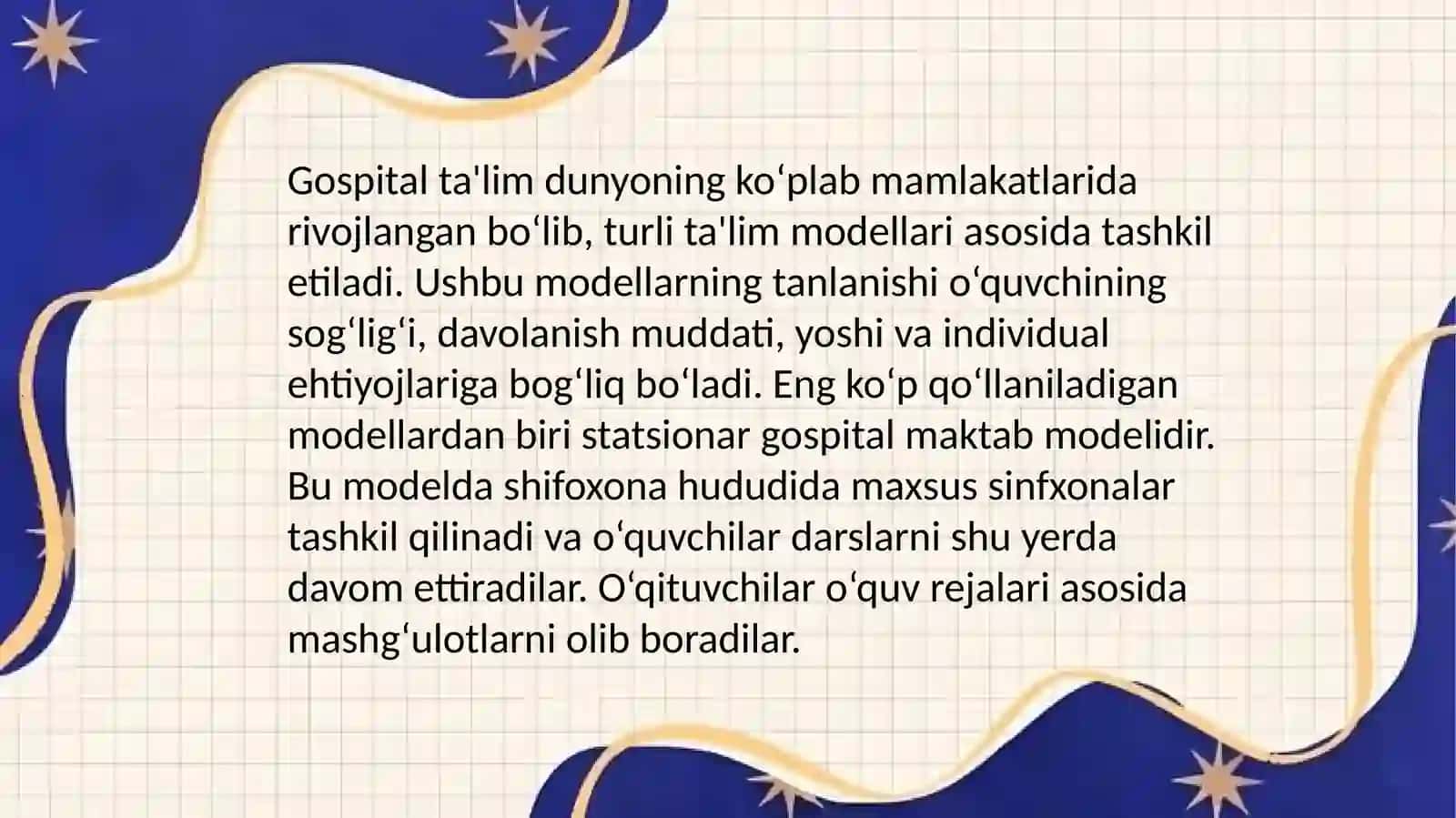 Gospital ta'lim modellari tahlili va xususiyatlari 4
