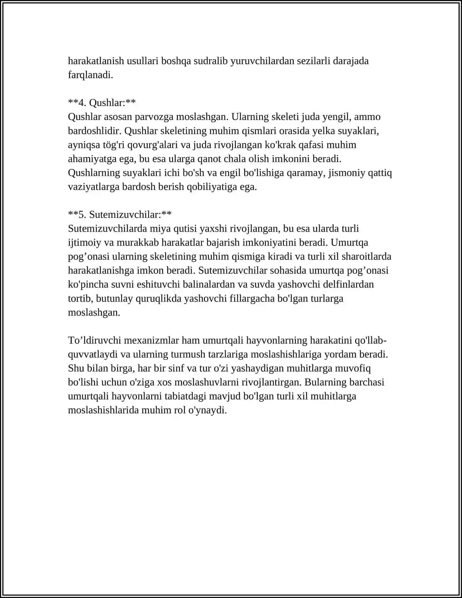 UMURTQALI HAYVONLARNING UMUMIY TUZULISHI 4