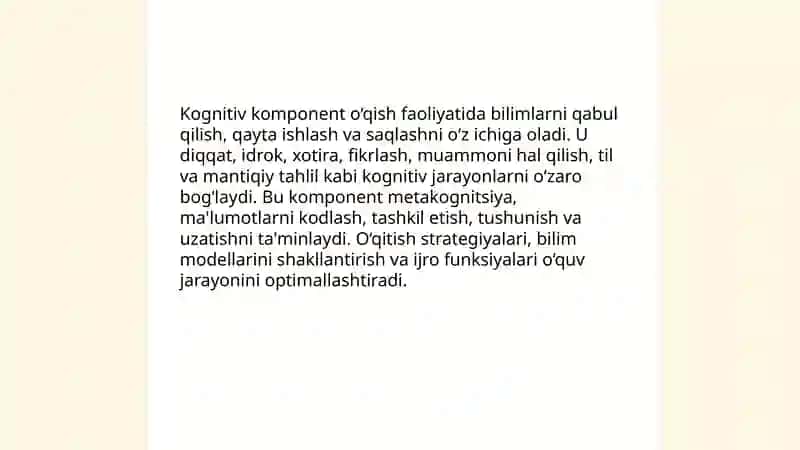 Talabada o‘qish faoliyati, uning komponentlari va psixologik xususiyatlari 4