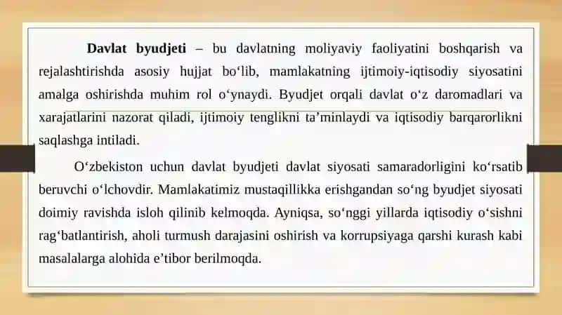 Davlat byudjeti va g'aznachilik tizimining asosiy vazifalari 4