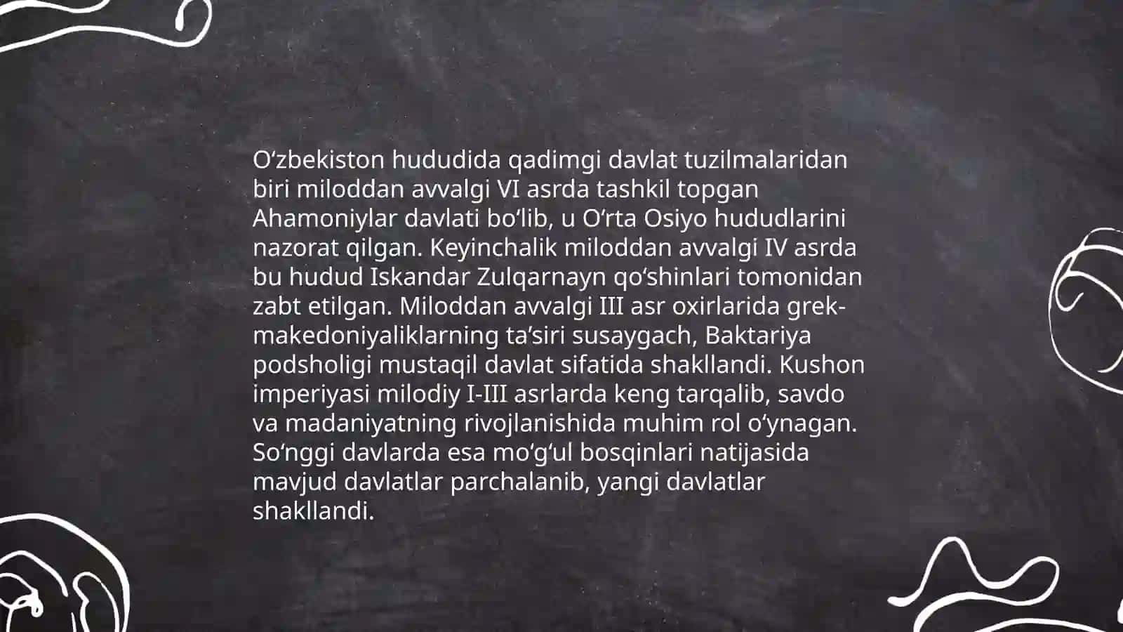 O'zbek davlatchiligining shakillanishi va taraqqiyot bosqichlari. Rossiya imperialism va sovet hukmronligi davrida o'lkadagi ijtimoiy-iqtisodiy, siyosiy va ma'naviy jarayonlar 4
