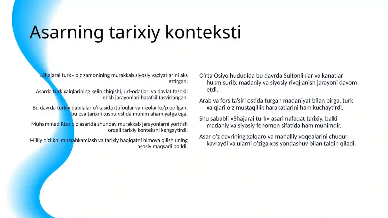 "SHAJARAI TURK" ASARINING ADABIYOT TARIXIDAGI O'RNI 4