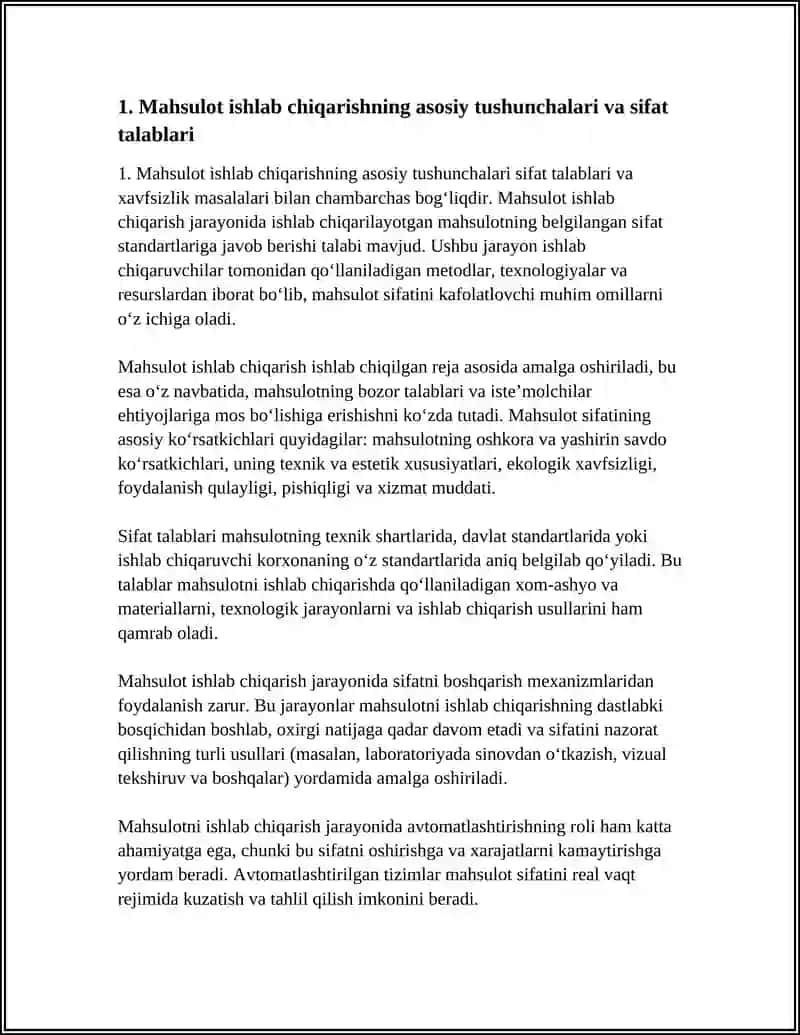 MAHSULOT ISHLAB CHIQARISH, SOTISH VA HAVFSIZLIGINI TA’MINLASH SOHASIDAGI ASOSIY TUSHUNCHALARNING MOHIYATI 4
