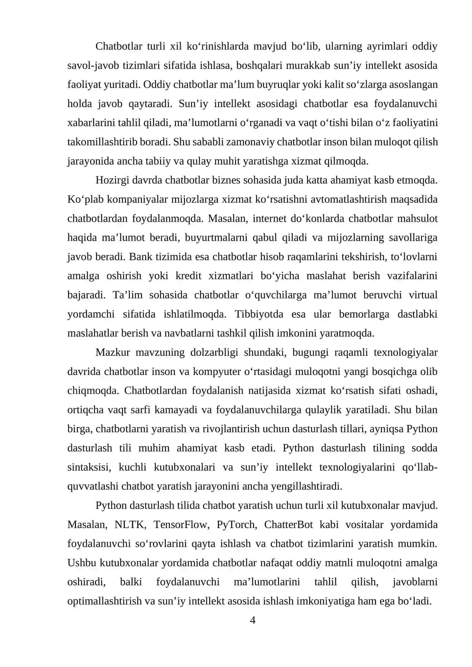Chatbotlar haqida nazariy ma’lumotlar 4